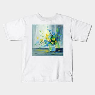 Bouquet of blue and yellow flowers Kids T-Shirt